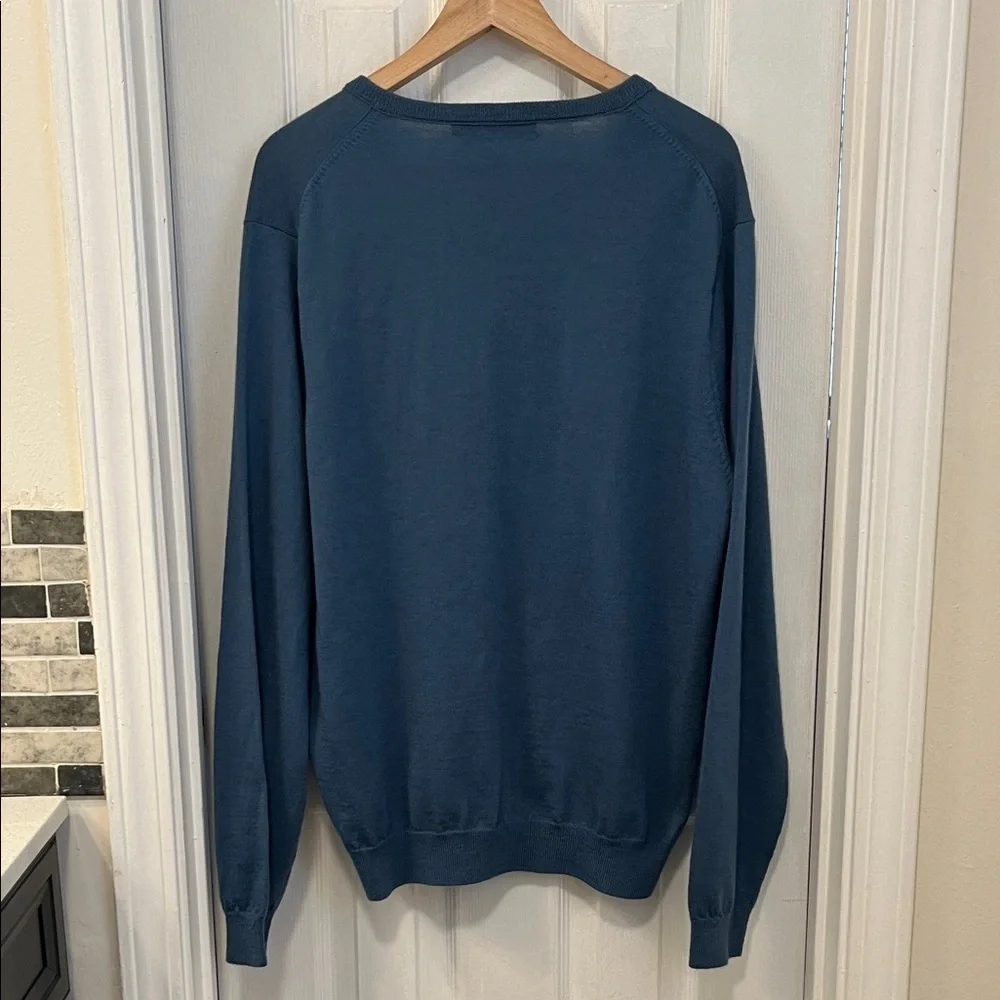 J. Crew Pullover Knit Sweater Men's Size L 100% Merino Wool V-Neck Teal
